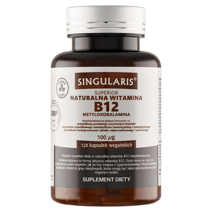 NATURALNA WITAMINA B12 100 mcg METYLOKOBALAMINA x 120 KAPS. NATURALNA WITAMINA B12 100 mcg METYLOKOBALAMINA x 120 KAPS.