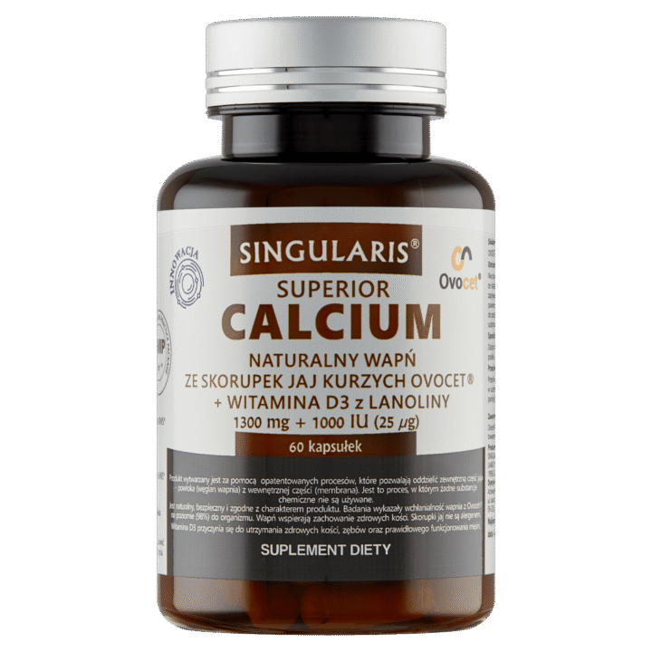 CALCIUM NATURALNY WAPŃ ZE SKORUPEK JAJ KURZYCH 1300mg +WITAMINA D31000 iu x 60 kaps CALCIUM NATURALNY WAPŃ ZE SKORUPEK JAJ KURZYCH 1300mg +WITAMINA D31000 iu x 60 kaps