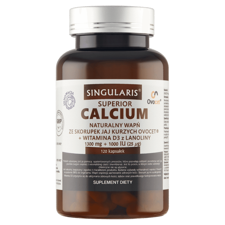 CALCIUM NATURALNY WAPŃ ZE SKORUPEK JAJ KURZYCH 1300mg +WITAMINA D31000 iu x 120 kaps