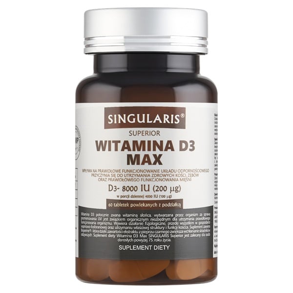 Witamina D3 MAX 8000 IU 60 tabl. Singularis Superior Witamina D3 MAX 8000 IU 60 tabl. Singularis Superior